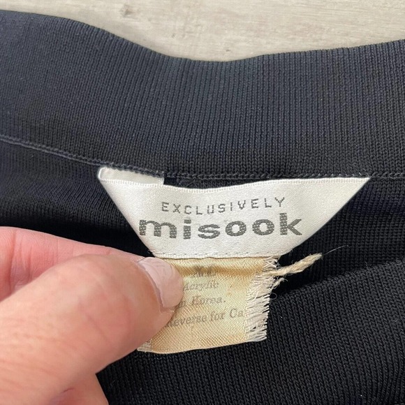 Exclusively Misook Wide Leg Knit Pants Elastic Waist Pull On Black XL - Picture 4 of 8